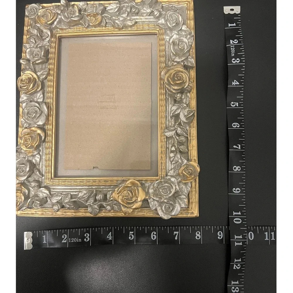 Rose Picture Frame Unisex 5x7 Gold Silver Excellent Floral Ornate